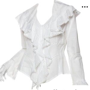 Anne Fontaine Elegant White Ruffle Blouse